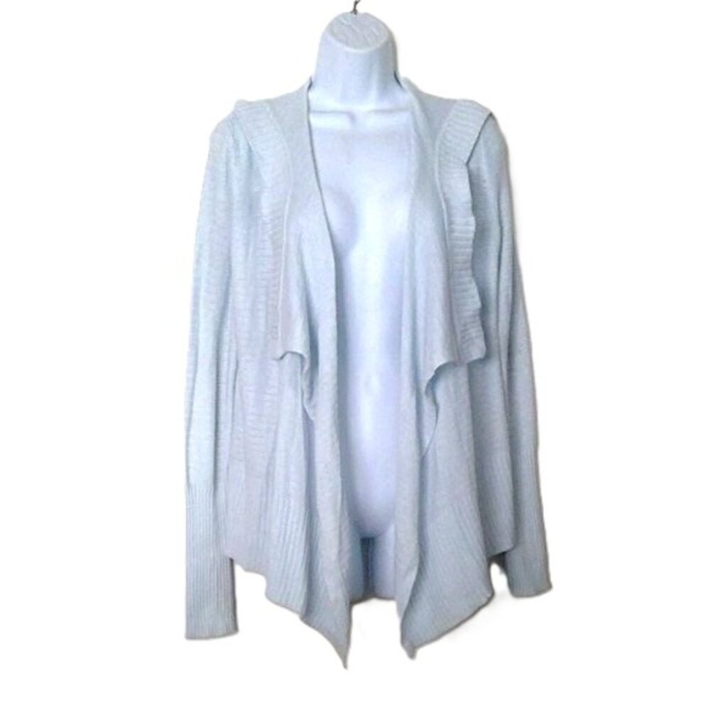 Hollister Hoodie Cardigan Sweater Open Front Waterfall Knit Baby Blue EUC Sz S